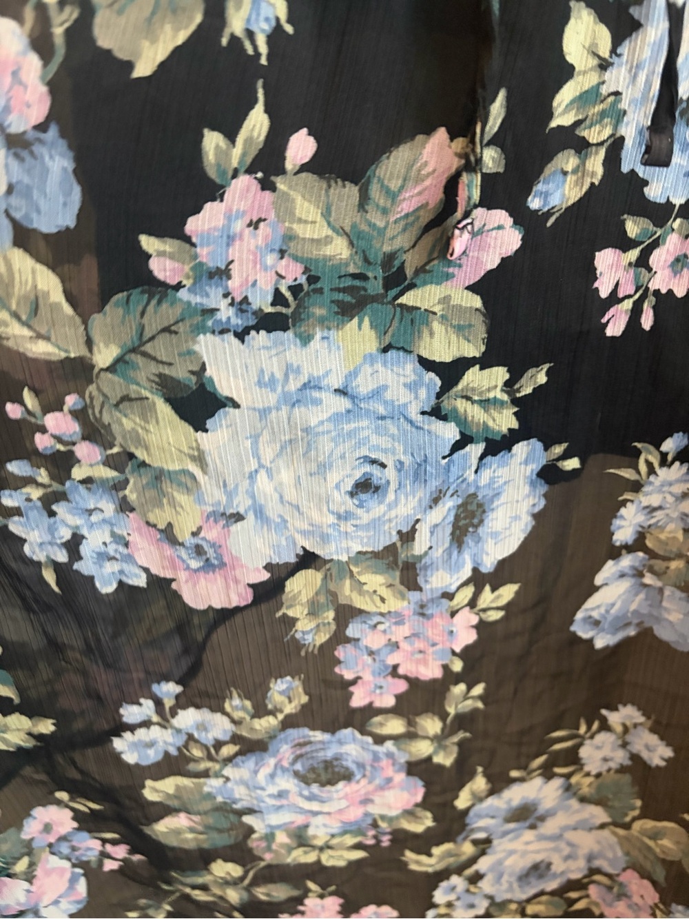 Abercrombie & Fitch Floral Off-Shoulder Hi-low Dress in Black & Blue Women’s Med - Picture 8 of 11